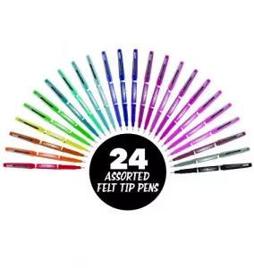 OPTIMUS 24-Color 0.7mm Felt Tip Pens - No Bleed, For Writing, Drawing, Journaling