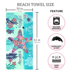 Auxory Beach Towel Microfiber Beach Towels Sand Free Quick Dry Lightweight Travel Towels Oversized Large Quick Cute Starfish Design 3060 inch Beach 
