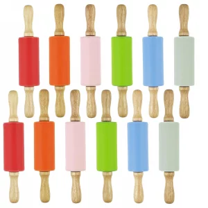 Kasteco 12 Pack Mini Small Rolling Pin for Kids, 9 Inch Kids Rolling Pin Wooden Handle