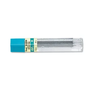 Pentel 50H Super Hi-Polymer Lead Refills, 0.7mm, H, Black, 12/Pack