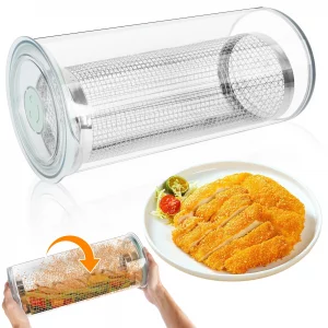 Roller Breader Bowl Shaker for Frying - Better Breader Shaker Bowl - Mess Free Batter Bowl with Lid - 360 Degree Breading Shaker Container - Suitable
