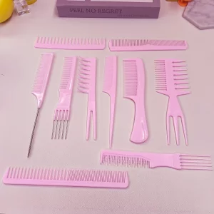 10 Pcs Professional Styling Comb Set - Coarse and Fine Toothed Pick Combs for Hairstyling