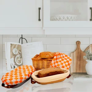 10in Banneton Bread Proofing Basket Set of 2,Oval Cotton Rope Sourdough Proofing Basket,With Thick Cotton Liner & Double Layer TPU Bowl Cover for Art