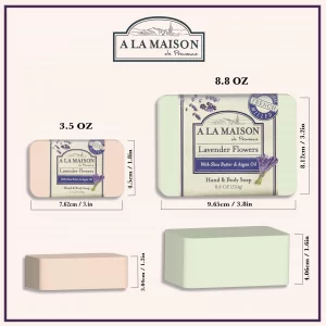 A LA MAISON Coconut Charcoal Bar Soap - Triple French Milled Natural Moisturizing Hand Soap Bar (3 Bars of Soap, 8.8 oz)