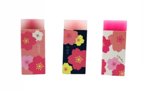 3 Pcs Pink Lovely Cherry Blossoms Rubber Erasers of Sakura Petal Sketch Painting Pencil Correction Tool School Office Stationery Supply Standard Penc