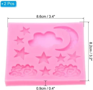 2Pcs Pink Moon Star Silicone Cloud Mold Chocolate Gummy Molds Cloud Fondant Molds Non-Stick Baking Mold for Candy Biscuits Cookie Jelly Chocolate Cak