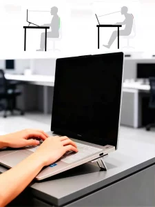 Elqoged 2PCS Laptop Stand, Portable Laptop Cooling Pad, Foldable Metal Keyboard Stand, Mini Keyboard Pillar (Black,Two Gears)