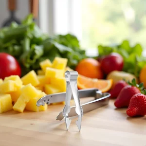 Multi-Functional Fruit & Vegetable Stem Remover Clip, Strawberry Huller, Pineapple Eye Remover, Kitchen Gadget, Silver Stainless Steel Handle