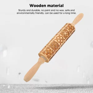 PenRux 3pcs Wooden Embossed Rolling Pin, Practical Engraved Embossing Rolling Pin with Large Embossed Patterns, Rolling Pin Kitchen Decor Tools for R