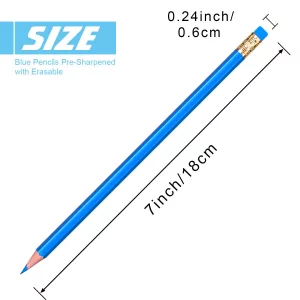Zhanmai 36 Pieces Blue Pencils Checking Colored Blue Pencils #2 HB with Eraser Pre Sharpened for Checking Map Coloring Tests Grading School Office Ed