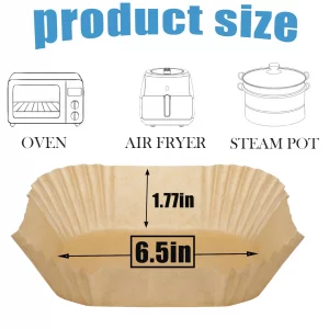 Somoga Thick Air Fryer Paper Liners Disposable Parchment Paper Non-Stick 100PCS Fit 3-5QT Air Fryer Liners Air Roasting Microwave Basket Oil-proof Re
