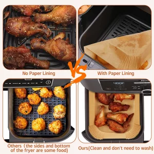 Ninja Dual Air Fryer Liners - 125 Non-Stick Parchment Liner Sheets, 8.6x5.5'' Rectangle