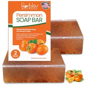 Herblov Persimmon Soap Bar for Body Odor Control - Purifying Deodorizing Body Wash for Eliminating Body Odor - Great for Skin Brightening, Hyperpigme