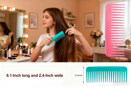3pcs Large Hair Detangling Comb, Wide Tooth for Curly Hair, No Handle Styling Shampoo Comb, Pink,Blue and Purple