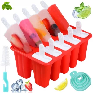 Popsicle Molds,Silicone Ice Pop Molds,BPA Free Popsicle Mold Reusable Easy Release Ice Pop Maker,Homemade Popsicle Mould with Silicone Funnel and Cle