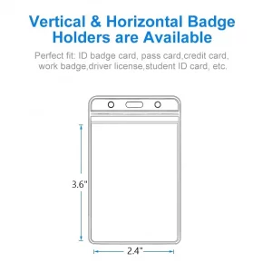 YENGON 5 Pcs Thick ID Card Name Badge Holder Heavy Duty Waterproof Clear Plastic PVC Vertical Sleeve Pocket Resealable(Vertical,)