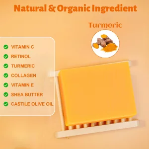 MR.A 3Packs Turmeric Soap Bar, Organic Tumeric Soap for Face and Body, Lemon Turmeric bar Soap with Vitamin C, E for All Skin Type, Tumeric Face Wash