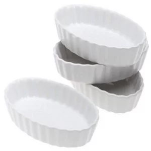 BonJour Chefs Tools Porcelain Crme Brle Ramekin Set, 4-Piece, White