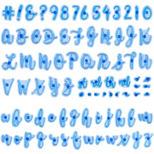 Pndeyo 83pcs Number Alphabet Cookie Stamps, Upper Lower Letter Fondant Embosser Set, Special Characters Stamp for Clay Sugar Cake Cookies Chocolate D