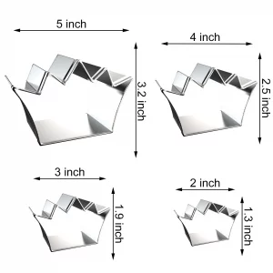 King Crown Cookie Cutter Set - 5 inch, 4 inch, 3 inch, 2 inch - 4 Piece Crown Cookie Cutters Shapes Molds - Stainless Steel