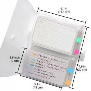 BetterJonny 3x5 Index Card Organizer, Index Cards Clear Plastic Holder Organizer Pouches Book Recipe Card Holder Flash Cards Holder, 40 Page Hold 160