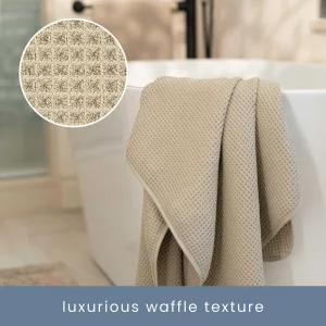 S&T INC. Aura Microfiber Waffle Bath Towels, 4 Pack, Quick-Dry, Ultra Absorbent, Lightweight Towels for Bathroom, Gym, Travel and Beach, 30 inches x 