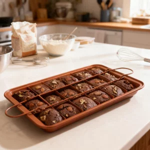 Toyosport Nonstick Brownie Pan with Removable 18-Grid Divider, Carbon Steel Baking Dish for Pre-Portioned Desserts, Evenly Baked Cake Mold, 7.87 x 12