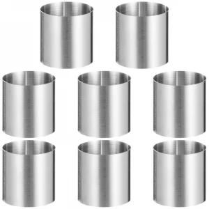 8Pcs Stainless Steel Cake Ring Mold Set, 2 x 2 in Mini Mousse & Round Seamless Cookie Cutters, Non-Stick & Oven-Safe for Easy Baking and DIY Desserts