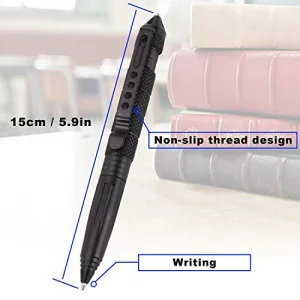 Fpxnb 2 Pack Military Tactical Pen Set with 6 Black Ballpoint Refills for Writing, Made of Tungsten Steel & Aluminum (Black, Pack of 2)