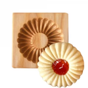 1Pack Wooden Cookie Biscuit Mold Baking Embossed Biscuit Stamp, 3D Gingerbread Cookie Baking Mold for Kitchen DIY Thanksgiving Christmas (B#)