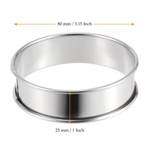 MUKCHAP 20 Pieces 3.15 Inch English Muffin Ring, Stainless Steel Double Rolled Tart Ring, Crumpet Mold for Home Baking, Cooking