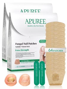 APUREE Fungal Nail Patches Extra Strength: True 1% Tolnaftate | 8H Overnight Toenail Treatment |Repair For Discolored Yellow Brittle Damage Nails| Re