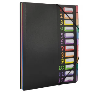 Edufun Rainbow Tab Expanding File Folder - 24 Pockets, Durable A4 Letter Size Organizer, Water-Resistant Plastic Dividers, Home/Office/School Documen