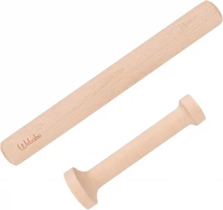 Webake Tart Tamper Wood Pastry Tart Tamper with Rolling Pin for Baking, Great Mini Cheesecake Pan Tool