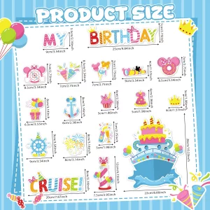 Birthday Cruise Door Magnets - 16 PCs Happy Birthday Magnet Cute Mouse Funny Magnetic Stickers for Happy Birthday Cabin Ship Carnival Refrigerator Of