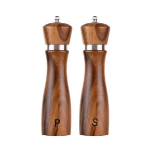 Wooden Salt and Pepper Grinder Set Manual Pepper Mill Refillable Salt Pepper Mills Adjustable Coarseness Acacia Wood With Ceramic/Stainless Steel Cor