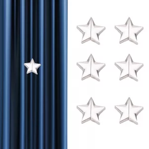 Pentagram Magnetic Curtain Clips - 6 Pairs, No Tools Required, Decorative and Practical for Home, Kitchen, Bathroom, Hotel, or Motel Use