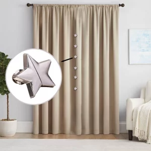 Pentagram Magnetic Curtain Clips - 6 Pairs, No Tools Required, Decorative and Practical for Home, Kitchen, Bathroom, Hotel, or Motel Use