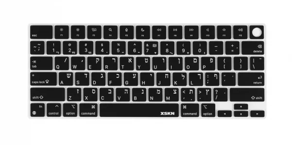 XSKN Hebrew Black US Version Keyboard Cover Skin for 2026-2021 MacBook Pro 14 16 inch MacBook Air 13 15 inch with M5/M4/M3/M2/M1 and MacBook Neo
