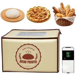 Folding Bread Proofing Box with 50~113? Temp Control & 48H Timer and NTC Sensor Dough Proofer, Visible Zippered Sourdough Starter Warmer Box for Brea