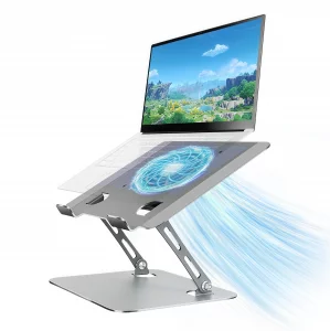 Laptop Cooling Stand with Fan and One Key Switch - Ergonomic Adjustable Height Desk Stand for All 10-16Laptops & Tablets