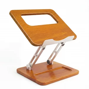 Craftreasure Ergonomic Wooden Laptop Stand with Pen Slot, Adjustable Height & Angle, Hollow Cooling, Foldable for Desk Use, for 10-17 Inch Laptops/Ta