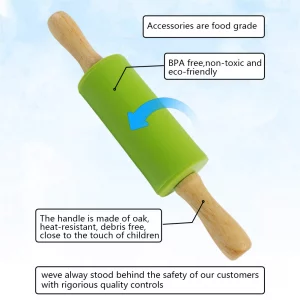 Koogel 2PCS Small Rolling Pin, 9 Inch Kids Rolling Pin for Baking Supplies, Playdough, Wooden Handle Dough Rollers