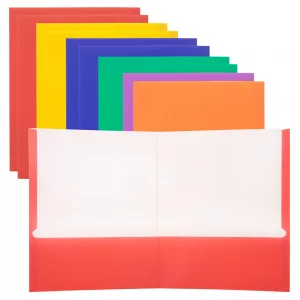 BAZIC Products 2 Pockets Paper Folder Portfolio, Letter Size Folders Holder, Assorted Color, 1 Unit, Random Color