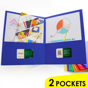 BAZIC Products 2 Pockets Paper Folder Portfolio, Letter Size Folders Holder, Assorted Color, 1 Unit, Random Color