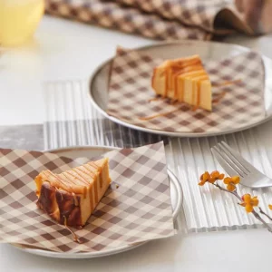 100Pcs Wax Paper Sheets for Food, Basket Liners Food Picnic Paper Sheets Greaseproof Deli Wrapping Sheets,BBQ paper,Coffee-colored checkered printing