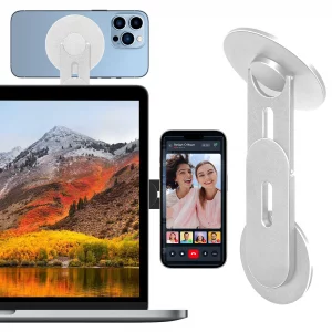 Aerbeis Updated Magnetic Laptop Phone Holder - Adjustable Continuity Camera Mount Stand Compatible with MagSafe, Slim Laptop Mount Computer Expansion