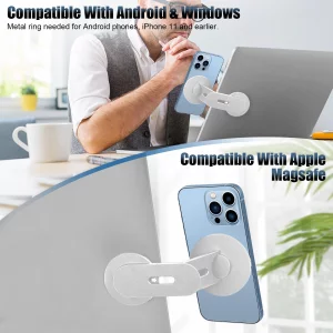 Aerbeis Updated Magnetic Laptop Phone Holder - Adjustable Continuity Camera Mount Stand Compatible with MagSafe, Slim Laptop Mount Computer Expansion
