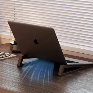 seicasaya Bamboo Laptop Stand for Desk - Ergonomic, Space-Saving, Lightweight Stand for Laptops, iPads, and Tablets (Brown)