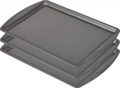GoodCook Everyday Nonstick Carbon Steel 13 x 9 Baking Sheet Set, 3 Pack - Standard-Sized Carbon Steel Cooking Pans, Bakeware Set, Cookie Sheets for